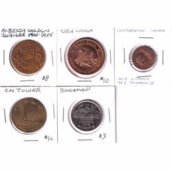 Lot of Canadian Tokens - 1905-1955 Alberta Golden Jubilee, Casa Loma Doubloon The Travellers Charm, 