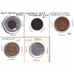 Lot of Vintage Tokens - Jas. A. Ogilvy's Limited 83rd Anniversary with 1949 1-cent, World War I Pris
