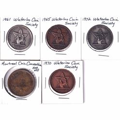 Lot of Numismatics Tokens - 1961, 1965, 1970, 1972 Waterloo Coin Society Annual Banquet & Montreal C