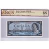 Image 1 : 1954 $5 BC-39b, Bank of Canada, Beattie-Rasminsky, Modified Portrait, Changeover, S/N: Y/C8256013, B