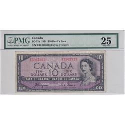 1954 $10 BC-32a, Bank of Canada, Coyne-Towers, Devil's Face, S/N: B/D3965933, PMG Certified VF-25.