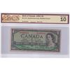 Image 1 : 1954 $1 BC-37b-i, Bank of Canada, Beattie-Rasminsky, Modified Portrait, Neat Number, S/N: B/P0555555