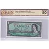 Image 1 : 1954 $1 BC-37b, Bank of Canada, Beattie-Rasminsky, Modified Portrait, Neat Number, S/N: K/N3333344, 