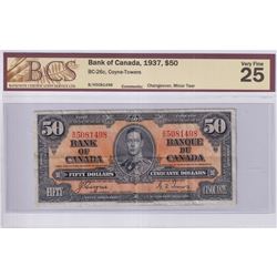 1937 $50 BC-26c, Bank of Canada, Coyne-Towers, Changeover, S/N: B/H5081498, BCS Certified VF-25 (Min