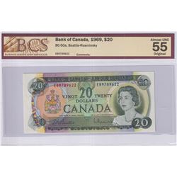 1969 $20 BC-50a, Bank of Canada, Beattie-Rasminsky, S/N: EB9789622, BCS Certified AU-55 Original.