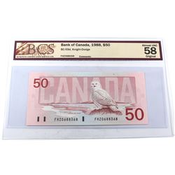 1988 $50 BC-59d, Knight-Dodge, S/N: FHZ0688368, BCS Certified AU-58 Original.
