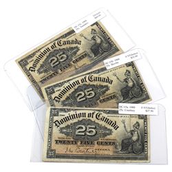1900 25c Dominion of Canada Full Signature Series - DC-15a Courtney (Holes), DC-15b Boville (Holes) 