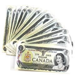 Estate Lot of 1973 $1 Canada Notes, many different prefixes! 55pcs