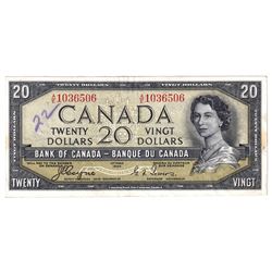 1954 Canada $20 Devil's Face Note in Extra Fine condition (writing '22' on front of Note)