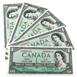 1954 $1 Bank of Canada Beattie-Rasminsky Signature Notes with Consecutive Serial Numbers C/Y8096914-