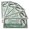 Image 1 : 1954 $1 Bank of Canada Beattie-Rasminsky Signature Notes with Consecutive Serial Numbers C/Y8096914-