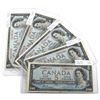 Image 1 : Lot of 1954 $5 Bank of Canada Notes with Prefixes Ending in 'X' - BC-39b R/X, BC-39c T/X, BC-39c U/X