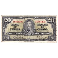 1937 $20 BC-25b, Bank of Canada, Gordon-Towers, C/E6884395, VF.