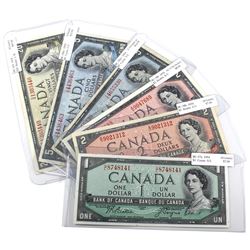 1954 $1 to $20 Bank of Canada Notes - $1 BC-37a G/L Prefix AU, $2 BC-38b E/U Prefix AU, $2 BC-38b K/