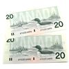 Image 1 : 1991 $20 Bank of Canada Knight-Dodge Signature Notes with Consecutive Serial Numbers AYA2316495-96