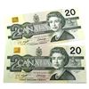 Image 2 : 1991 $20 Bank of Canada Knight-Dodge Signature Notes with Consecutive Serial Numbers AYA2316495-96