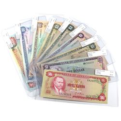 Lot of 1970-1994 Jamaica Banknotes - Pick #53a, 54, 55a, 59a, 60a, 69e, 70d, 71e & 72c VF to UNC. #6