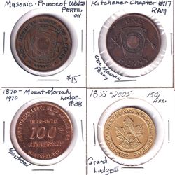 Estate Lot of Canada Masonic Tokens - Prince of Wales Chapter RAM No 226 Perth, Ontario One Penny, K