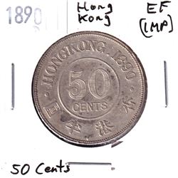 Hong Kong 1890 Silver 50-cent in EF Condition.