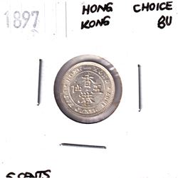 Hong Kong 1897 Silver 5-cent in Choice BU Condition.