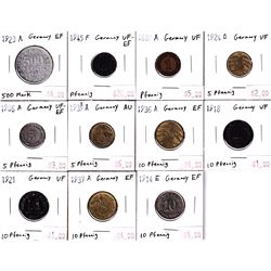 Group Lot 11x Germany Coins from 1889-1945 all in VF or better condition.