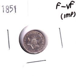 USA 1851 Silver 3-cent in F-VF (Impaired)