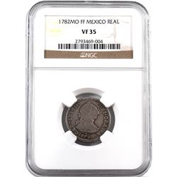 Mexico 1782-MO FF Silver Real, NGC Certified VF-35. Attractive coin with strong features for grade!