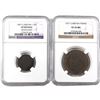 Image 1 : Great Britain 1867 1/4 Penny (Farthing) NGC XF Details (scratch) & 1927 Penny NGC VF-25 Brown.