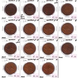 Australia Lot of 15x Penny dates from 1911-1959 Most VF to AU Condition.