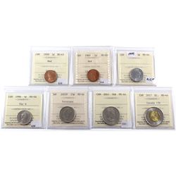 Group Lot of 7x Canadian ICCS Certified Coins all MS-63 & MS-64. 7pcs