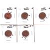 Image 1 : Error: Lot of 5 Canadian 1-cent with clipped planchets, Lot includes 1969, 1970, 1980, 1981, & 1982.