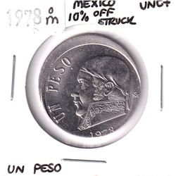 Error: Mexico 1978 OM Pesos off struck approximately 10%. Coin in in MS-62.