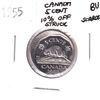 Image 1 : Error: 5-cent 1955 off struck approximately 10%. Coin is in BU Condition. *Scarce*