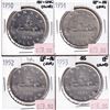 Image 1 : Group Lot 4x Silver $1: 1950, 1951, 1952, 1953 SF All coins EF or better, some coins lightly cleaned