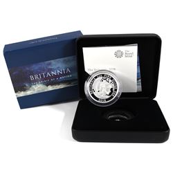 2018 Great Britain 1 oz. Proof Silver Britannia (Tax Exempt). The 2018 Proof Britannia features the 