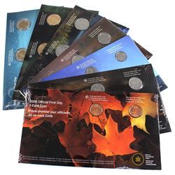 Lot of 7 x 2005 Canada Official First Day Issue Coins. You will receive a full decimal set of 1-cent