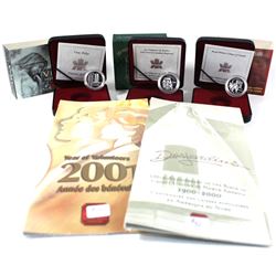 Group Lot 5x Royal Canadian Mint Silver Proof Commemorative 5-cent & 10-cent coins in original displ