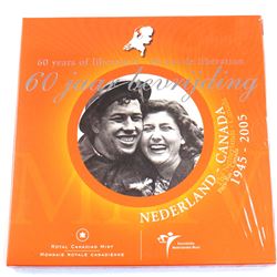 2005 Canada Netherlands Liberation Sterling Silver 25ct & BU Euro Set.