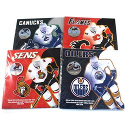 4x 2010 Canada NHL colourized 50-cent in original Mint Packaging. Lot includes Vancouver Canucks, Ca