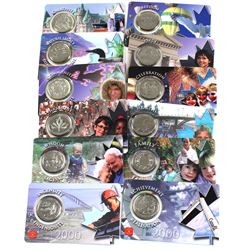 Complete set of 12x Millennium Commemorative 25-cent in "Credit Card" Displays. 12pcs