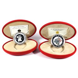 2003 Canada $5 Maple of Good Fortune Hologram & 2005 Canada $5 Silver Maple of Hope Fine Silver. 2pc