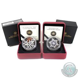 2010 & 2011 Canada $20 Crystal Snowflake Fine Silver Coins - 2010 Tanzanite & 2011 Montana. 2pcs (TA