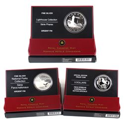 3x 2005 Canada Fine Silver Coins - $20 Mingan Archipelago National Park, $20 Toronto Island Lighthou