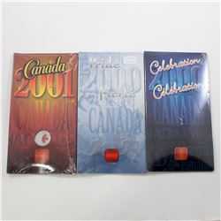2000 Celebration, 2000 Pride & 2001 Spirit Canada Day Coloured 25-cents sealed in all original mint 