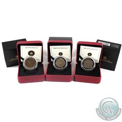 2008-2010 Canada $4 Dinosaur Collection - 2008 Triceratops, 2009 Tyrannosaurus Rex & 2010 Dromaeosau