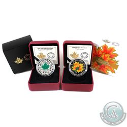 2014 Canada $20 Maple Leaf Impression & 2014 $20 Glow-in-the-Dark Maple Leaves Fine Silver Coins (Ma