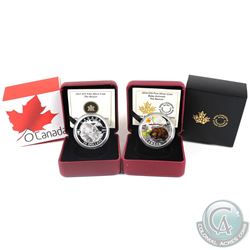 2013 $25 O Canada - The Beaver & 2014 $20 Baby Animals - The Beaver Fine Silver Coins. 2pcs (TAX Exe