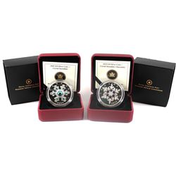 2009 Canada $20 Blue Snowflake & 2010 Canada $20 Tanzanite Crystal Snowflake Fine Silver Coins (TAX 