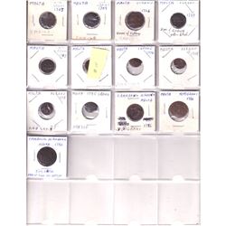 13x 1703-1986 Malta 1 Grano, 5 Grani, & 10 Grani coins. One Grano dates include: 1703, 1709, 1726, 1