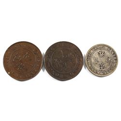 1881, 1865 & 1891 Hong Kong 1-cent & 2-cent In EF condition: 1881 1-cent EF, 1865 1-cent EF & 1891 2